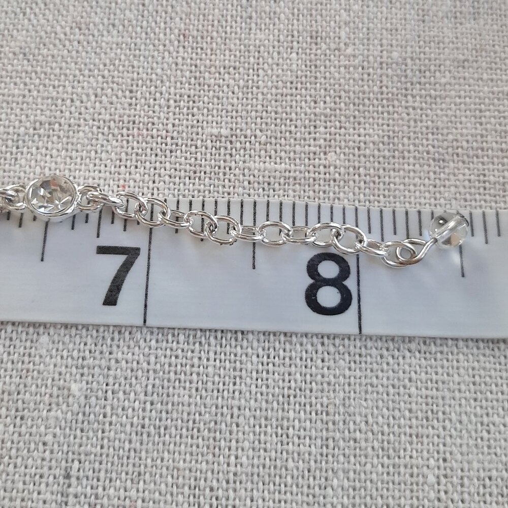 VTG Napier Clear Rhinestone Silver Tone Link Bracelet - Picture 6 of 7